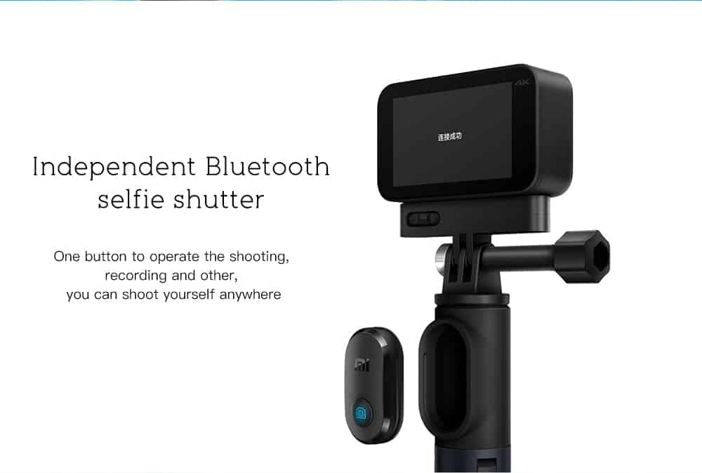 Xiaomi XXJZPG01YM Bluetooth Selfie Stick Tripod Monopod for Xiaomi MiJia Mini Sport Camera- Black